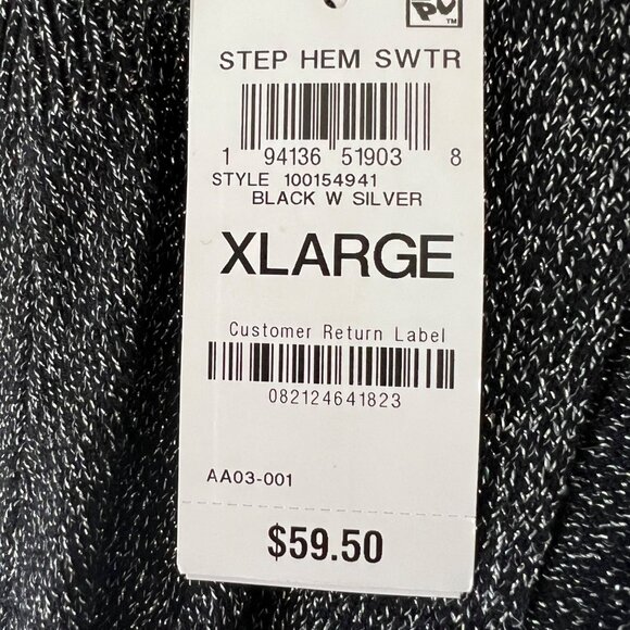 INC International Concepts Womens Lurex V Neck Sweater Black Silver size XL - Picture 10 of 11